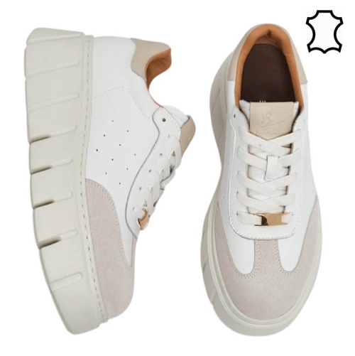 Кецове на платформа от естествена кожа- Daris White 11732