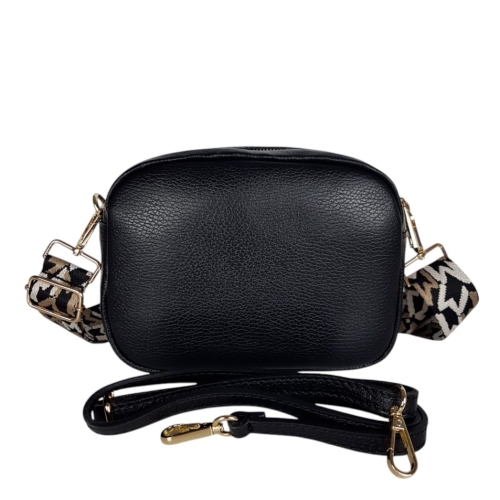 Черна чанта от естествена кожа- Vera Black 11740