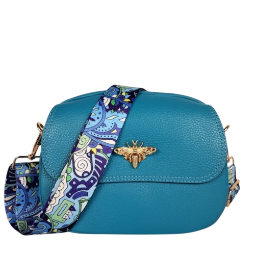 Синя чанта от естествена кожа- Vera Blue 11742