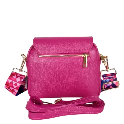 Цикламена чанта от естествена кожа с две отделения- Selin 11746