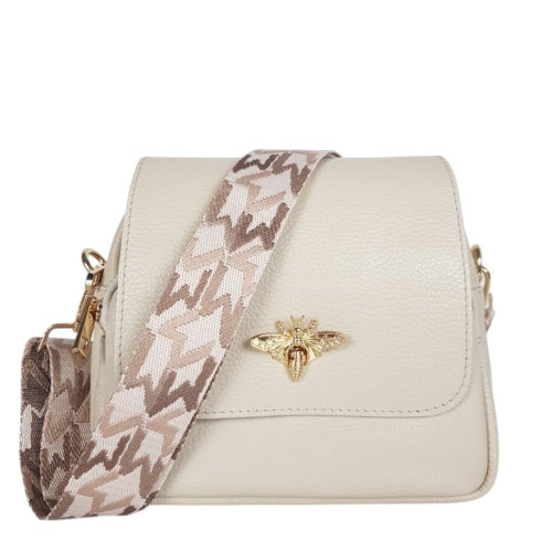 Бежова чанта от естествена кожа- Selin Brown 11749