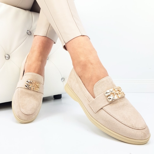 Бежови равни мокасини- Melisa Beige 11752