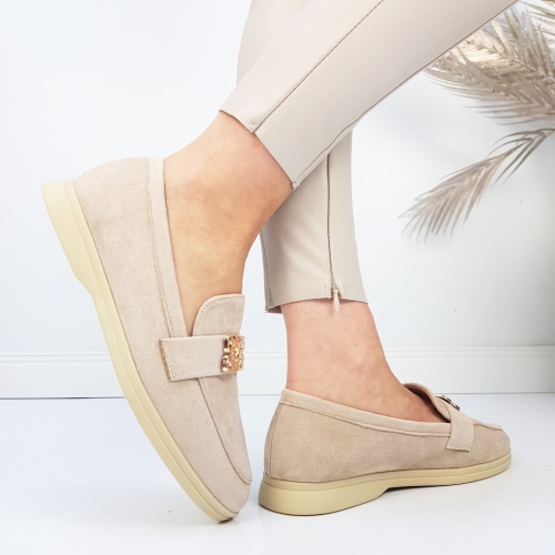 Бежови равни мокасини- Melisa Beige 11752