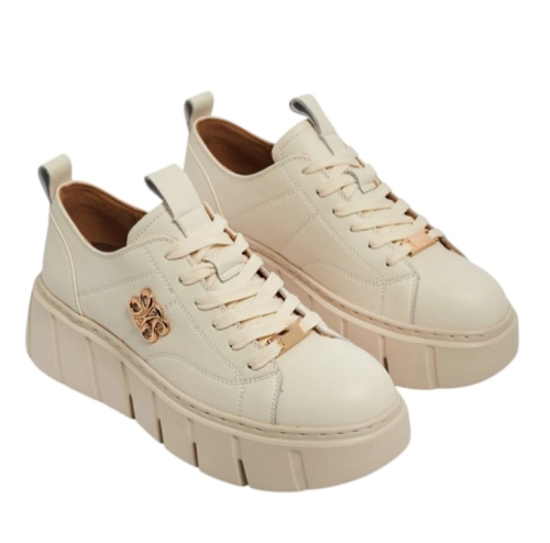 Бежови кецове на платформа- Daris Beige 11734