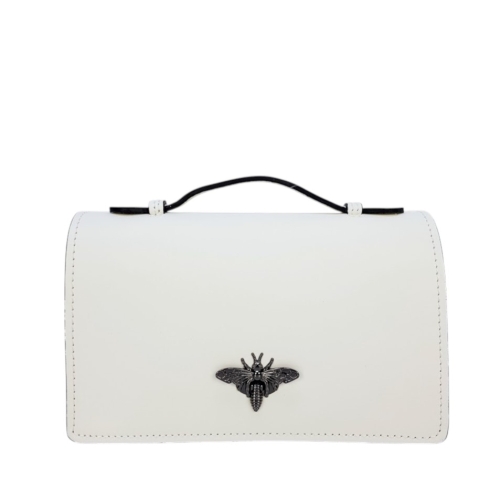 Стилна бяла чанта от естествена кожа- Frea White 11756