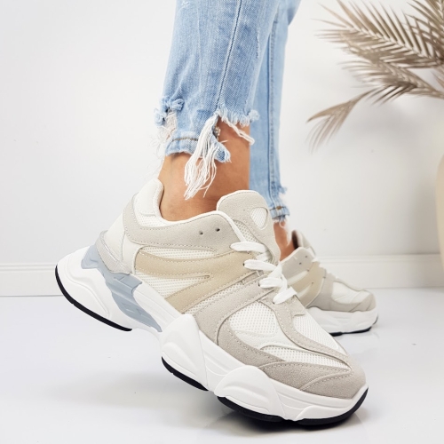 Дамски маратонки в сив и бял цвят- Klaudiq Gray 11761