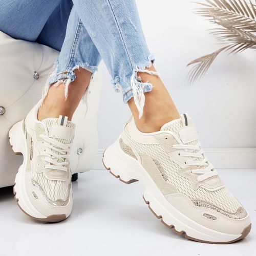 Бежови дамски маратонки- Tara Beige 11764