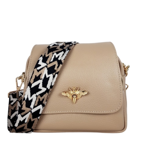 Бежова чанта от естествена кожа - Selin Beige 11770