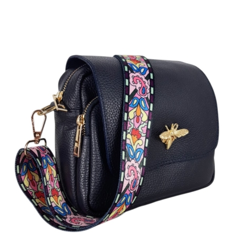 Тъмно синя от естествена кожа- Selin Blue 11776