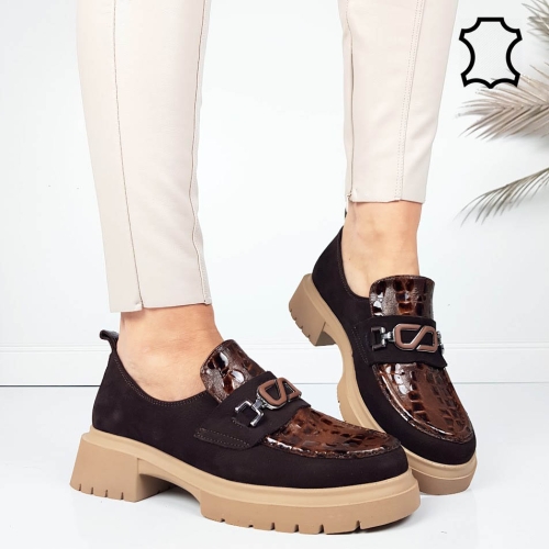 Кафяви дамски обувки от естествена кожа- Petra Brown 11720