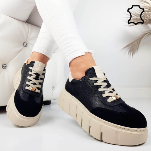 Спортни обувки от естествена кожа - Daris Black 11730