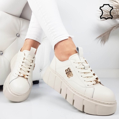 Бежови кецове на платформа- Daris Beige 11734
