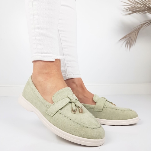 Равни зелени мокасини- Klara Green 11781