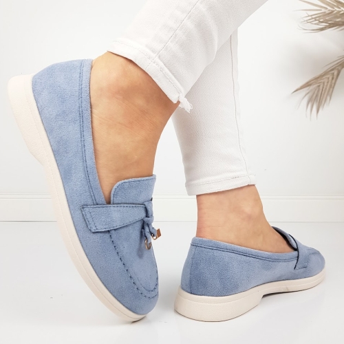 Сини велурени макасини- Klara Blue 11783