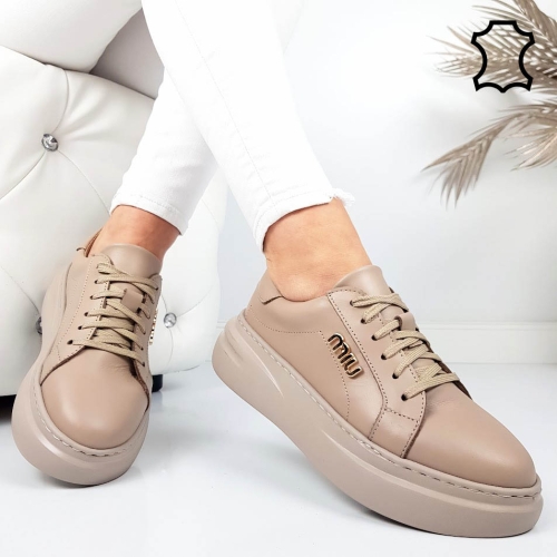 Кецове цвят мока от естествена кожа- Nora 11786