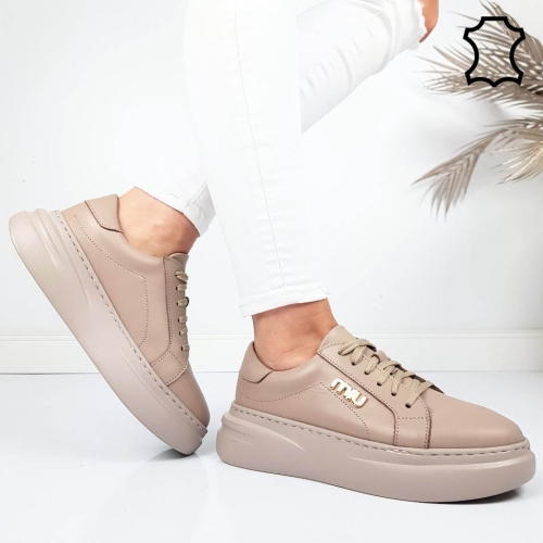 Кецове цвят мока от естествена кожа- Nora 11786