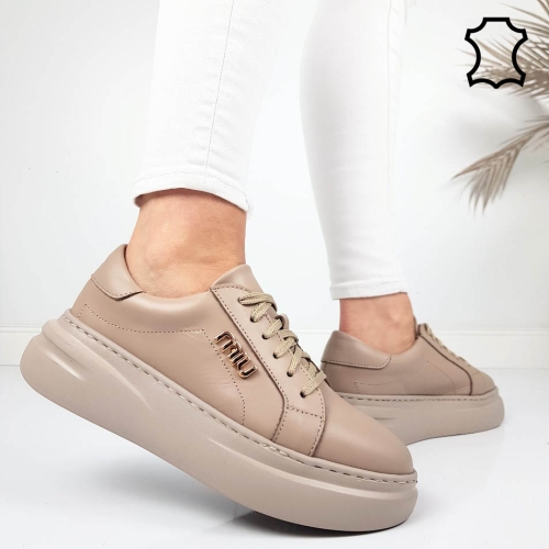 Кецове цвят мока от естествена кожа- Nora 11786