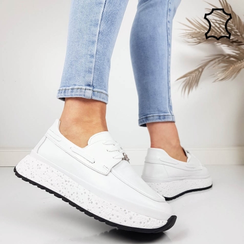 Бели обувки от естествена кожа- Rika White 11793