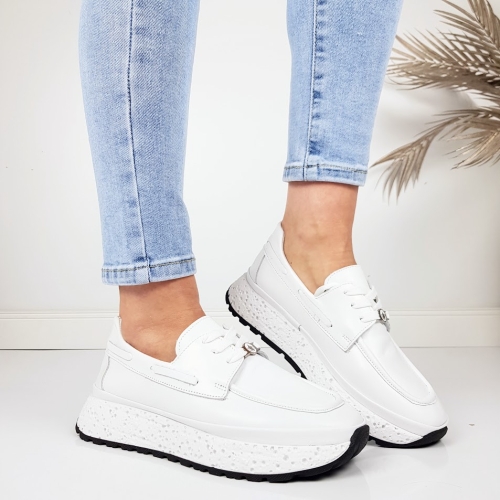 Бели обувки от естествена кожа- Rika White 11793