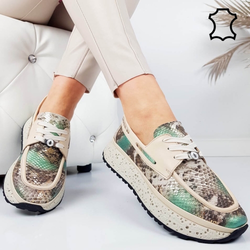 Спортни обувки от естествена кожа- Klara Beige 11812