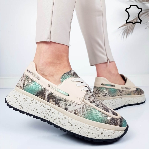 Спортни обувки от естествена кожа- Klara Beige 11812