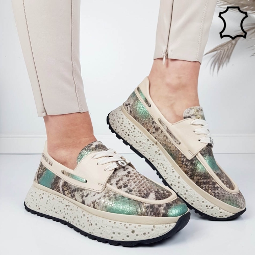 Ежедневни обувки от естествена кожа- Klara Beige 11812