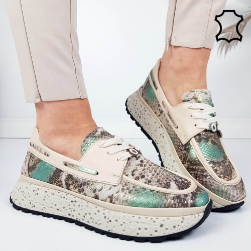 Ежедневни обувки от естествена кожа- Klara Beige 11812