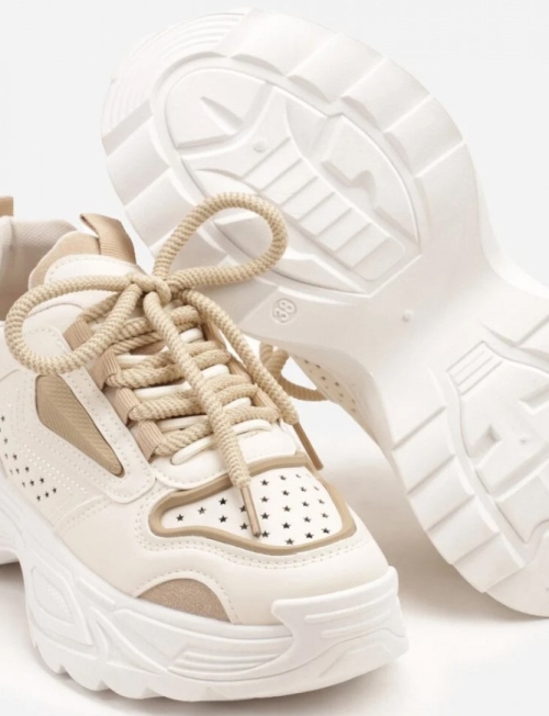 Бежови дамски маратонки- Kendi Beige 11874