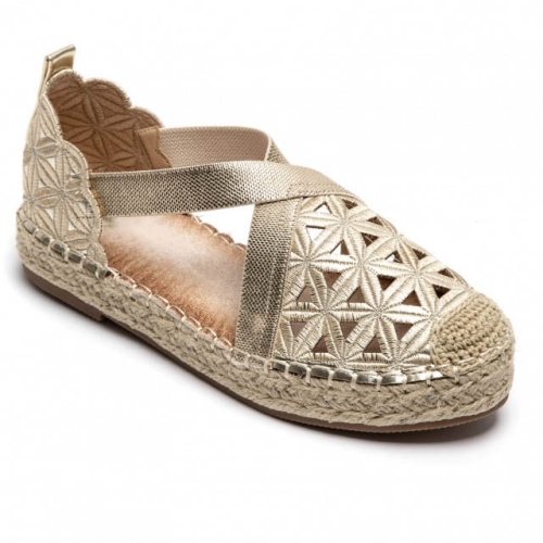 Златисти еспадрили с ластик- Demi Gold 11914