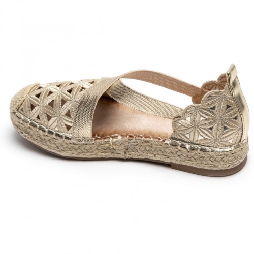 Златисти еспадрили с ластик- Demi Gold 11914