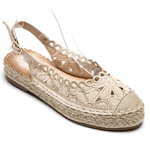 Дамскаи еспадрили с отворена пета- Ira Beige 11915