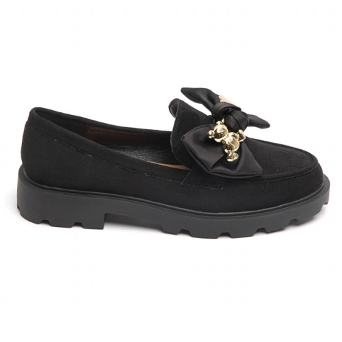 Дамски мокасини в черен цвят с мече- Tedy Black 10917