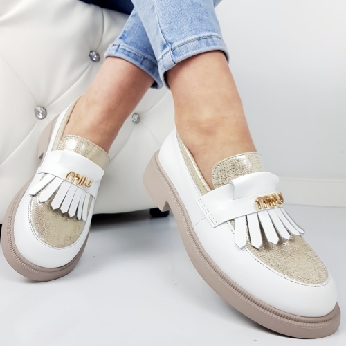 Мокасини от естествена кожа- Tera White 11922