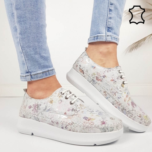 Обувки от ефектна естествена кожа- Hera Grey 11941