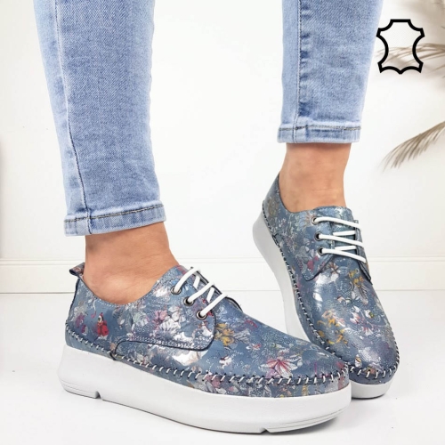 Обувки от ефектна естествена кожа- Hera Blue 11942