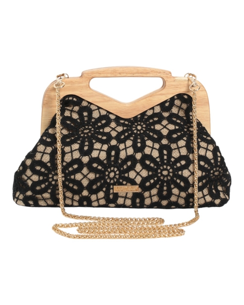 Дамска дантелена чанта в черен цвят- BagtoBag 11949