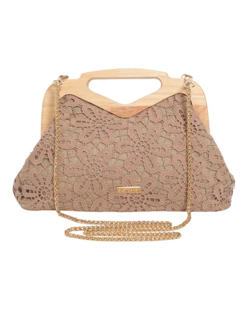 Дамска дантелена чанта в цвят каки- BagtoBag 11950
