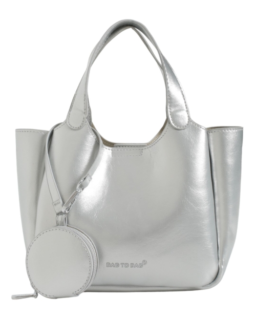 Сребриста дамска чанта за рамо- BagtoBag 11960