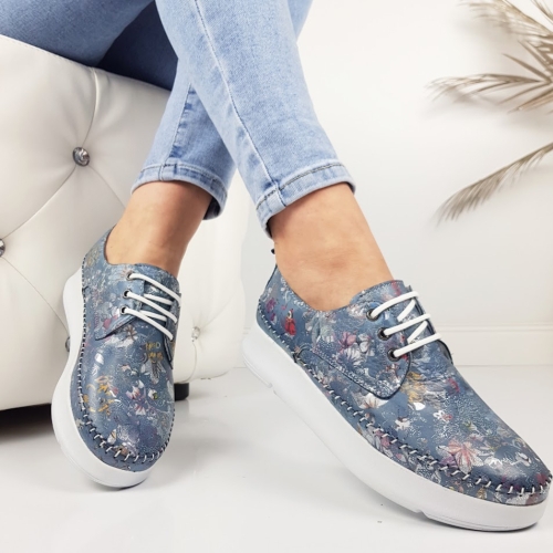 Обувки от ефектна естествена кожа- Hera Blue 11942