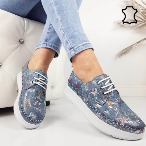 Обувки от естествена кожа на цветя - Hera Blue 11942