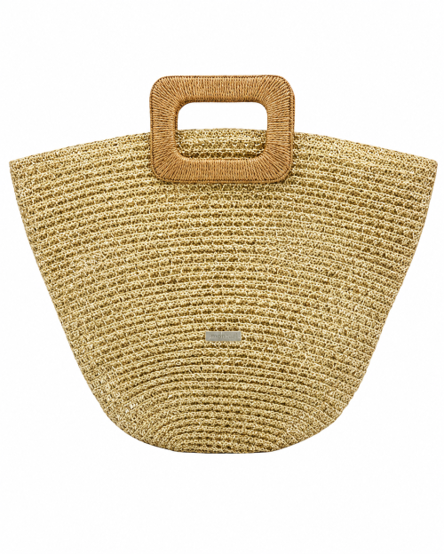 Плетена дамска чанта в естествен бежов цвят- Klaris Beige 12092
