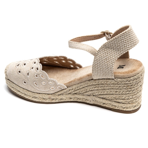 Дамски бежови еспадрили на платформа с каишка- Tea Beige 12107