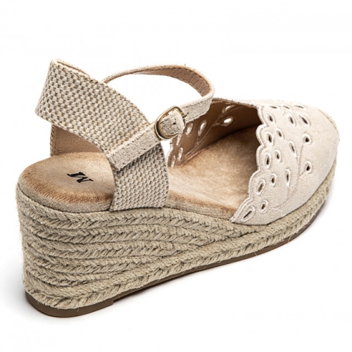 Дамски бежови еспадрили на платформа с каишка- Tea Beige 12107
