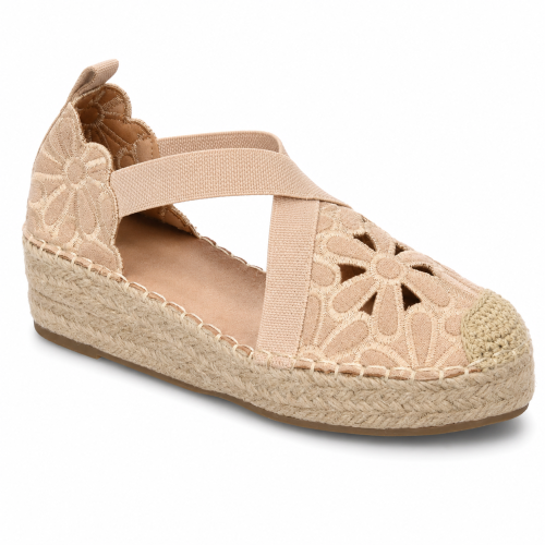 Бежови еспадрили на платформа- Klara Beige 12131