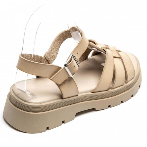 Бежови сандали на равна платформа- Mira Beige 5203