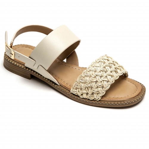 Равни бежови сандали- Klara Beige 5251