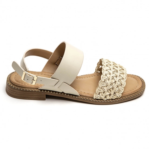 Равни бежови сандали- Klara Beige 5251