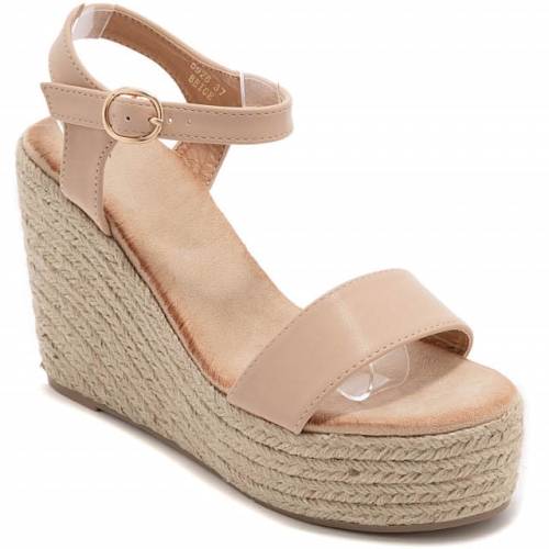 Бежови сандали на платформа- Sidni Beige 5926