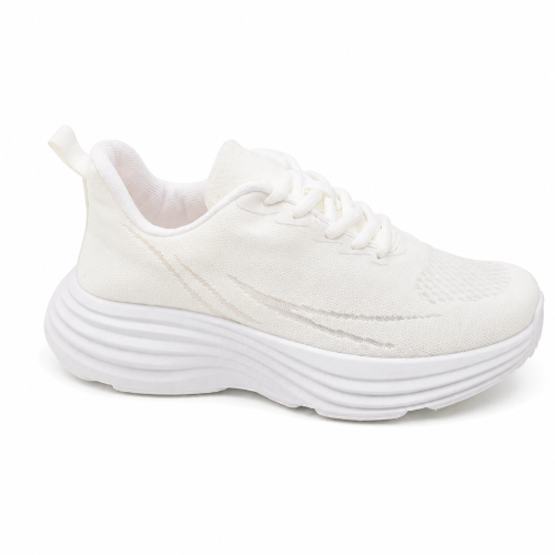 Бели дамски маратонки с олекотена платформа-  Area White 12196
