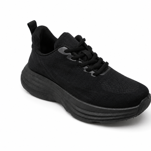 Черни дамски маратонки с олекотена платформа- Area Black 12197